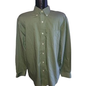 L.L. Bean Men's Green and White Checkered Shirt M